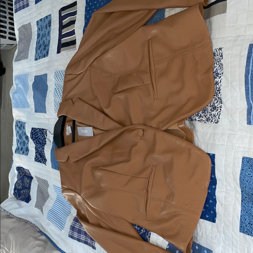 Chico's Camel Brown Faux Leather Jacket